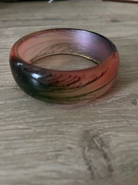Translucent Marbled Resin Bangle in Pink & Green